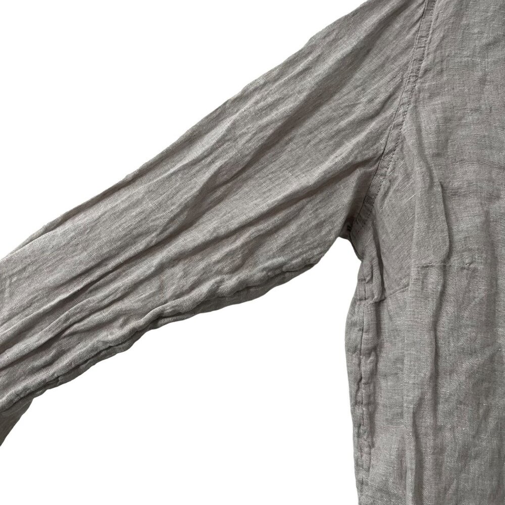 Sigrid Olsen Gray Linen Beachy Roll Tab Sleeve Bu… - image 5